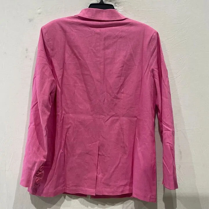 Pretty Lavish - Pink Dylan Dad Linen Blazer Size: Uk 10