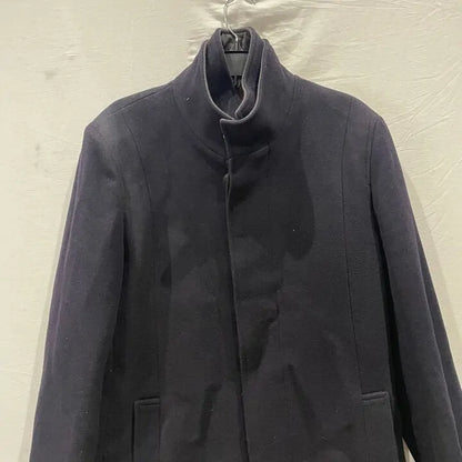 Gianni Feraud-42-Navy Freedom Faux Fur Collar Wool Blend Coat Size: 42