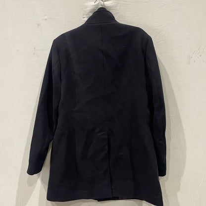 Gianni Feraud-42-Navy Freedom Faux Fur Collar Wool Blend Coat Size: 42