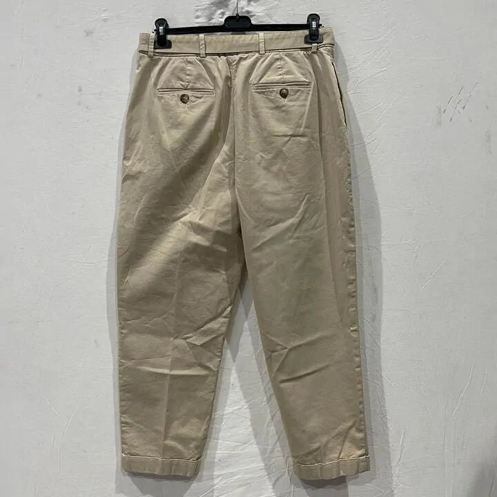 Reiss - Beige Hutton Belted Cotton Blend Trousers Size: Uk 12