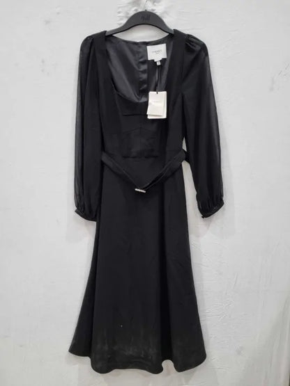 L K Bennett - Black Perdy Belted Dress Size: Uk 12