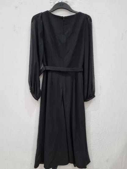 L K Bennett - Black Perdy Belted Dress Size: Uk 12