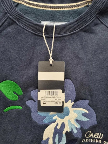 Crew Clothing - Navy Graphic Crew Neck Sweatshirt  Size: UK 10