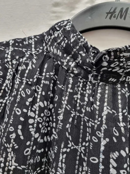 Mint Velvet Floral Silhouette Metallic Mini Dress Size: Medium