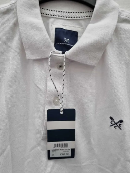 Crew Clothing - White Melbury Polo Shirt  Size: Medium