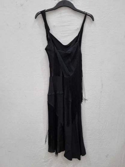 Victoria Beckham - Black Tassel Midi Dress Size: Uk 8