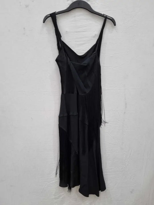 Victoria Beckham - Black Tassel Midi Dress Size: Uk 8