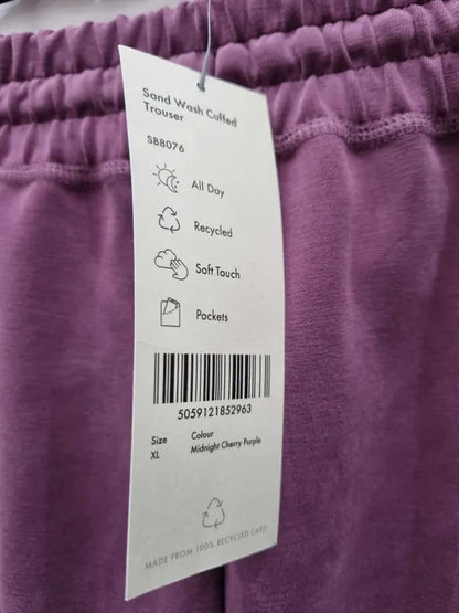Sweaty Betty - Sand Wash Cuffed Trouser-Cherry Purple Size: Xlarge