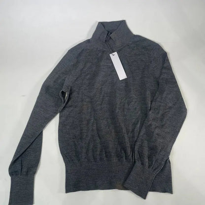 N°· Eleven-Charcoal Merino Wool Fine Knit Top Size: Small