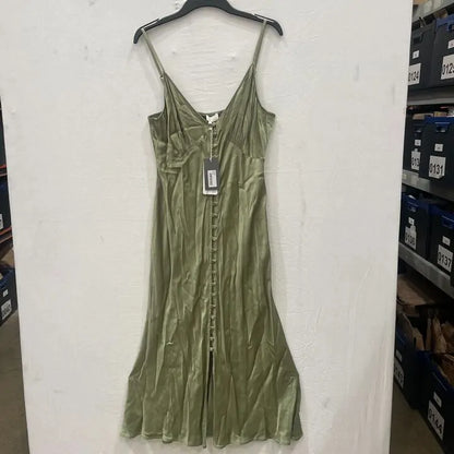 Ghost-L-White-Sage Jada Midi Dress Size: Large