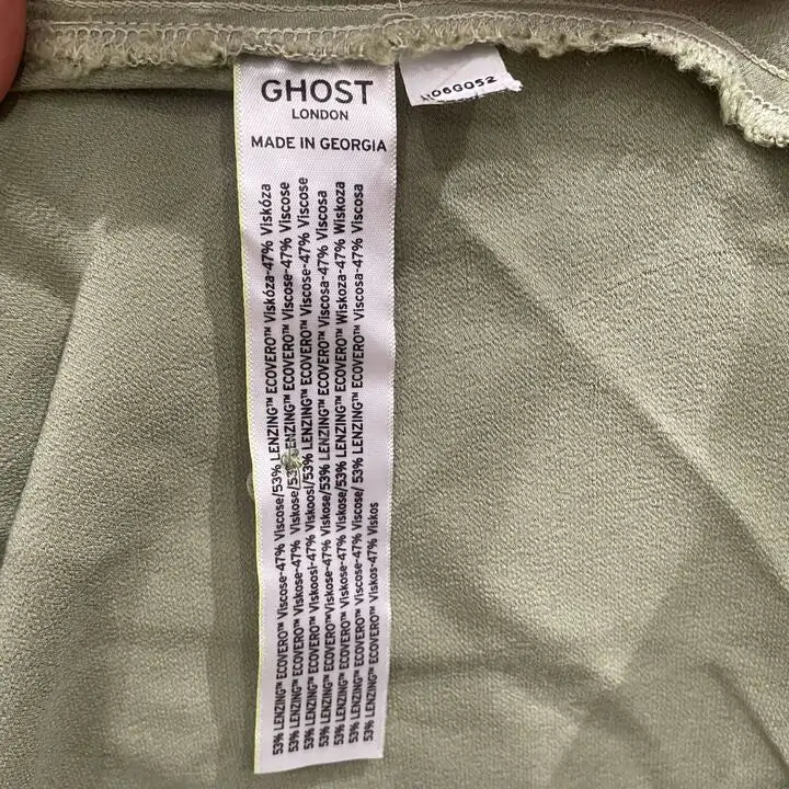 Ghost-L-White-Sage Jada Midi Dress Size: Large