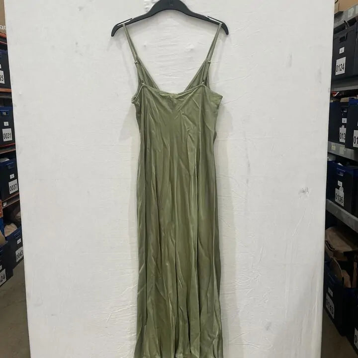 Ghost-L-White-Sage Jada Midi Dress Size: Large
