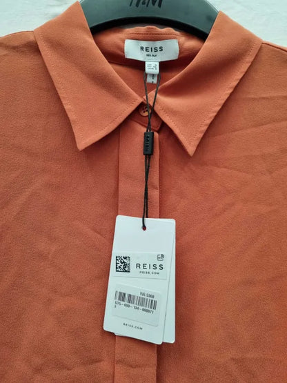 Reiss - Orange Eden Silk Tunic Shirt Size: Uk 8