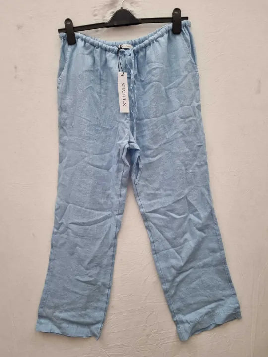 N°· Eleven Ocean Blue Linen Pull On Trouser Size: Large