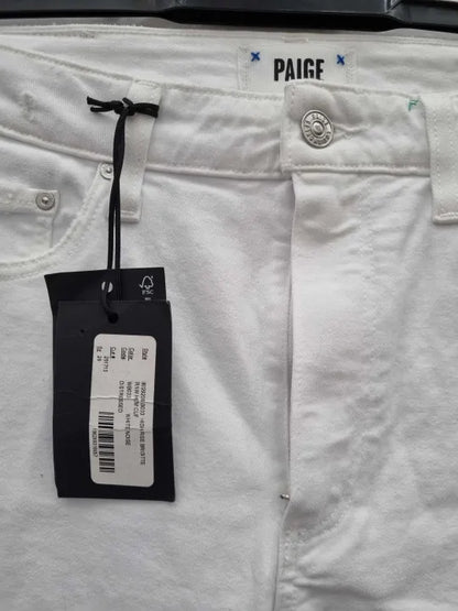 Paige - White High Rise Brigitte Crop Jeans  Size: 29
