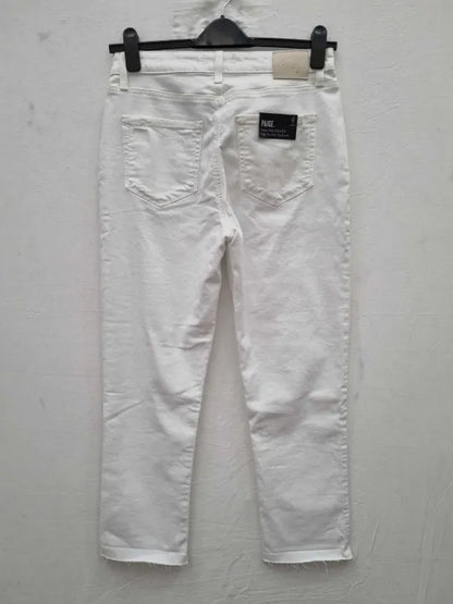 Paige - White High Rise Brigitte Crop Jeans  Size: 29