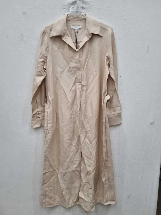 Reiss - Sand Phoenix Linen Blend Shirt Dress Size: Uk 8