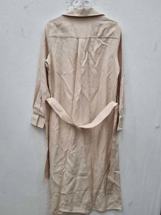 Reiss - Sand Phoenix Linen Blend Shirt Dress Size: Uk 8