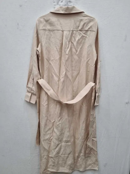 Reiss - Sand Phoenix Linen Blend Shirt Dress Size: Uk 8