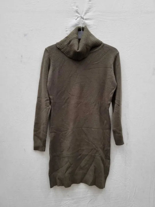 Soft Cashmere Tan Roll Neck Cashmere Blend Dress Size: S/M