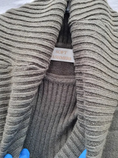 Soft Cashmere Tan Roll Neck Cashmere Blend Dress Size: S/M