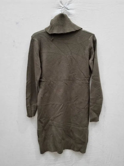 Soft Cashmere Tan Roll Neck Cashmere Blend Dress Size: S/M