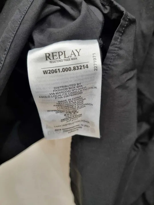 Replay - Black Belted Cotton Maxi Shirt Size: Medium