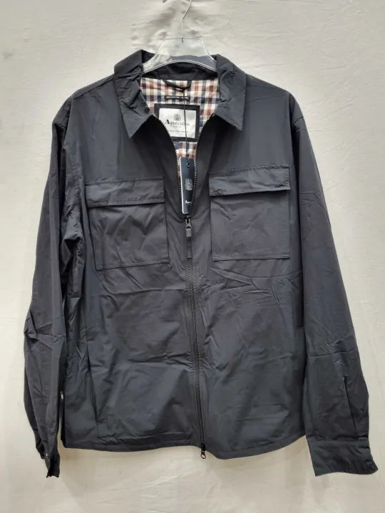 Aquascutum - Black Zip Up Overshirt Size: Large