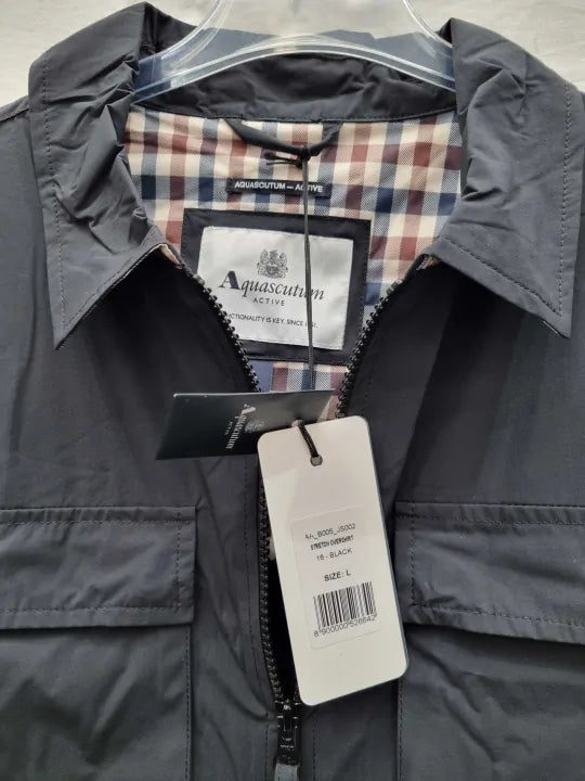 Aquascutum - Black Zip Up Overshirt Size: Large