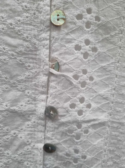 Rodier Beige Cutwork Linen Mini Dress Size: S/M