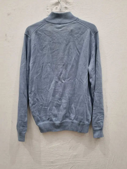 Crew Clothing - Blue 1/2 Zip Fine Cotton Jumper  Size: Large