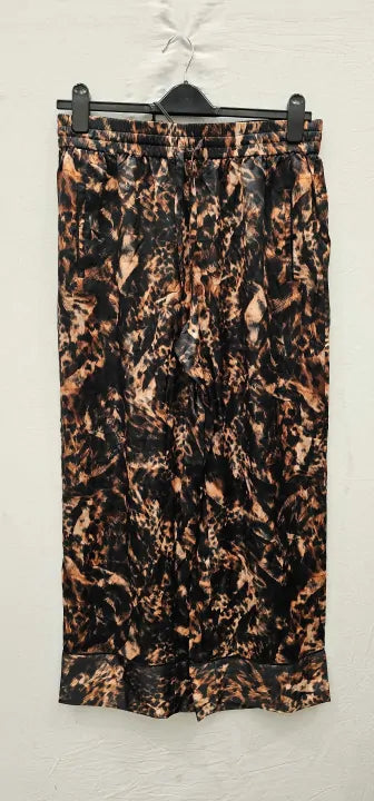 All Saints - Brown Printed Sofi Silk Blend Spark Pyjama Trousers - Brown Size: L