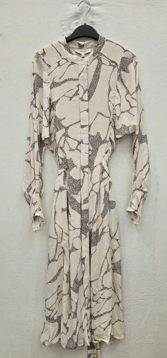 Reiss-29235002-6-Cream-Cream Darcy Animal Print Midi Dress-Cream Size: Uk6