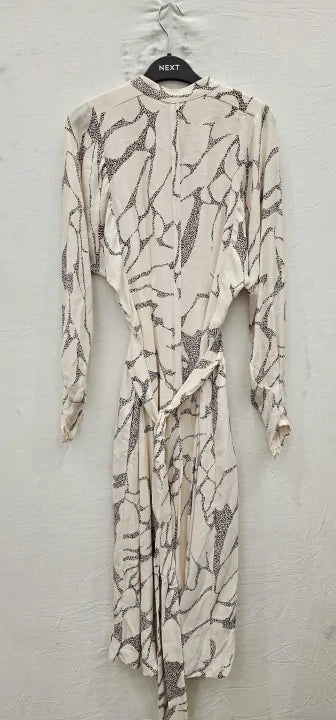 Reiss-29235002-6-Cream-Cream Darcy Animal Print Midi Dress-Cream Size: Uk6