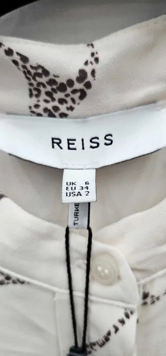 Reiss-29235002-6-Cream-Cream Darcy Animal Print Midi Dress-Cream Size: Uk6