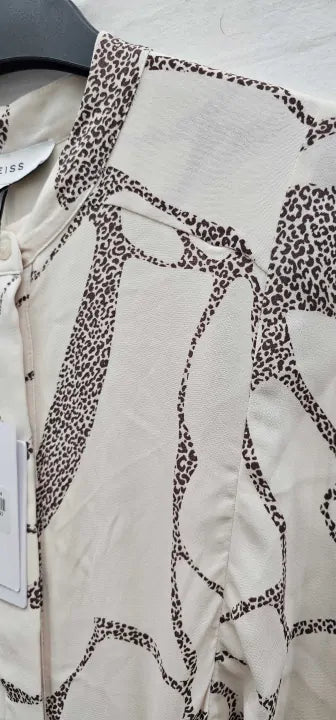 Reiss-29235002-6-Cream-Cream Darcy Animal Print Midi Dress-Cream Size: Uk6
