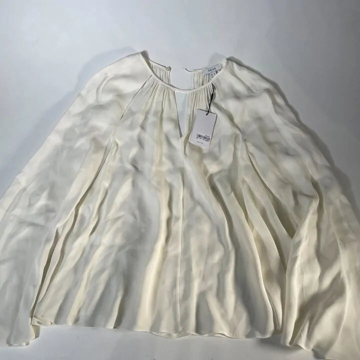Reiss - Ivory Gracie Cut Out Detail Blouse Size: UK 10