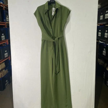 Mango - Green Bow Long Jumpsuit Size: Xs