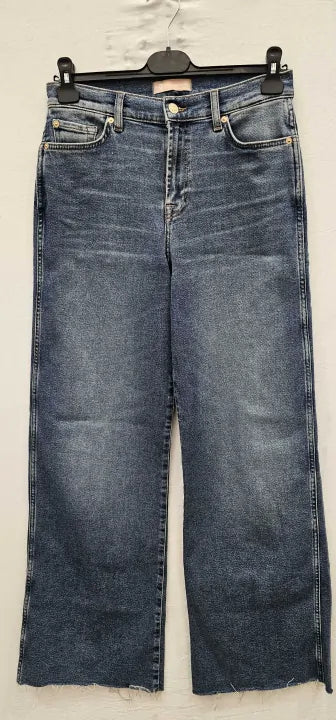 7 For All Mankind - Mid Blue Lotta Luxe Wide Leg Jeans - Blue Size: 28