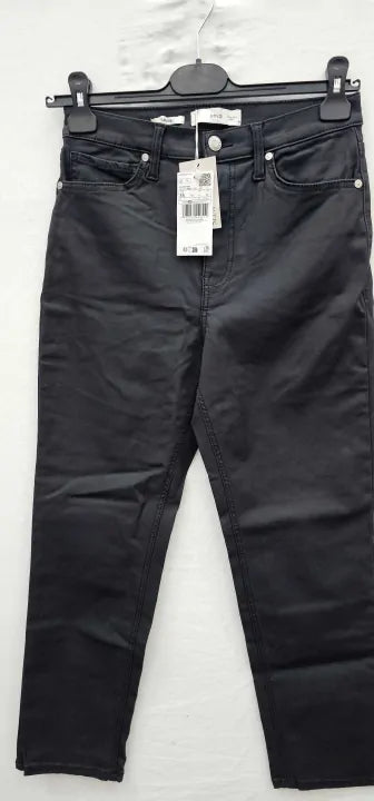 Mango  Black Waxed Claudia Slim-Fit High Waist Jeans  Size: Uk10