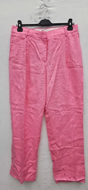 Mango - Pink Linen Suit Trousers - Pink Size: Eur42