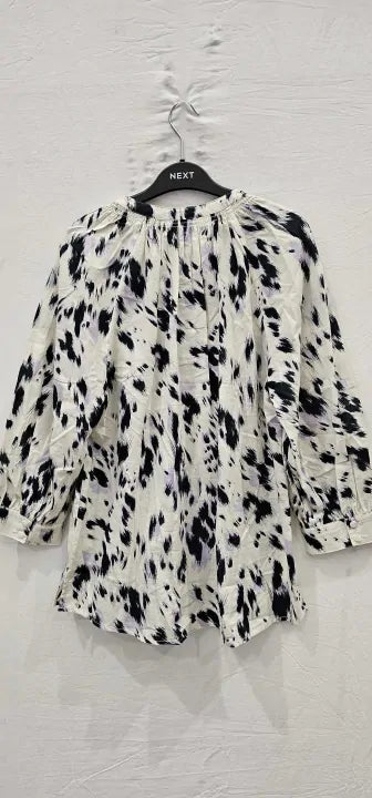 Phase Eight , Tilda Abstract Print Cotton Blouse, Ivory / Lila/ Blue Size: Uk14
