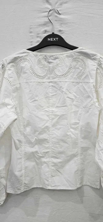 7 For All Mankind - White Balloon Sleeve Cotton Top - White Size: S