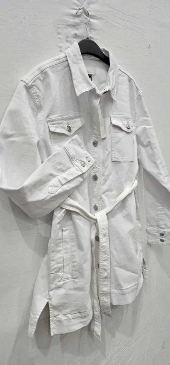 7 For All Mankind - White Leisure Belted Cotton Jacket - White Size: M