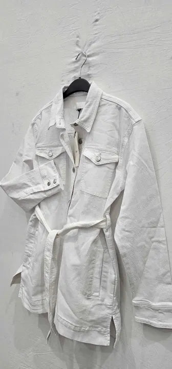 7 For All Mankind - White Leisure Belted Cotton Jacket - White Size: M