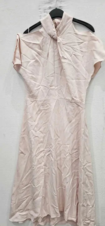 Reiss - Nude-Pink Andressa Short Sleeve Dress  Size: Uk10