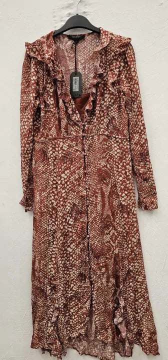 All Saints - Brown  Liana Snake Print Dress - Ginger Size: Uk8