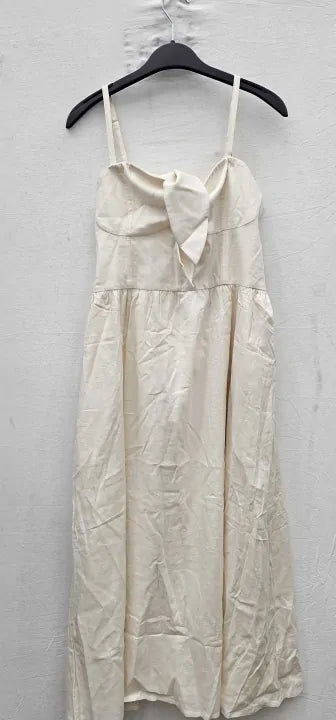 Solid & Striped - Cream Auroa Midi Dress - Beige Size: L