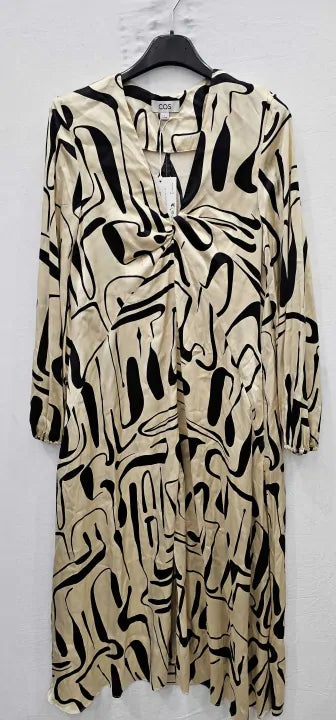 Cos - Ecru/Black Upolu Printed Dress - Beige Size: Eur 36
