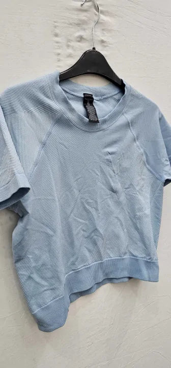 Sweaty Betty-Sb8964Aluminium Blue-L-Blue-Blue Infinite Seamless Short Sleeved Top-Blue Size: L